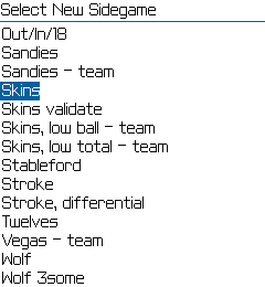 Choose Sidegame Screen.