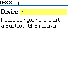 GPS Setup Screen