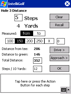 Distance Calculator Screen.