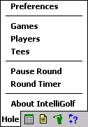 IntelliGolf Menu.