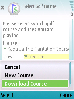 Select Course Screen.