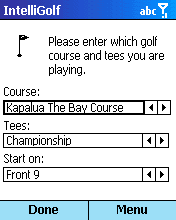 Choose Course Screen.