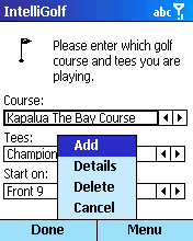 Choose Course Screen - Menu.