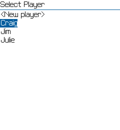 Select Player Screen.